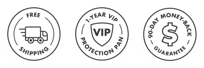 Free Shipping Icon, VIP Icon and 90-Days Money-Back Guarantee Icon