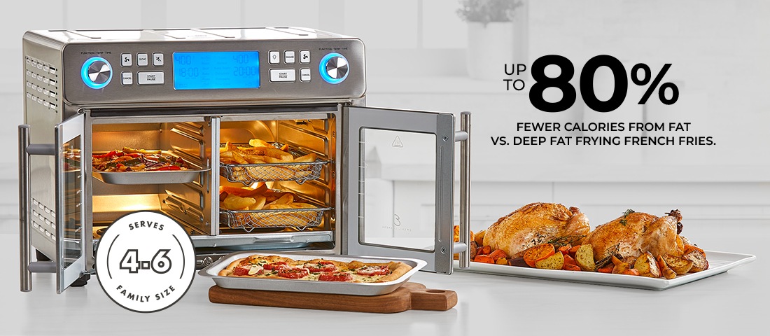 Dual-Zone AirFryer Oven with Food