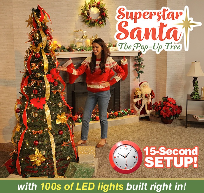 Superstar Santa with 15 second setup and 100s of LED lights built in