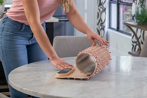 Woman rolling toasty roll