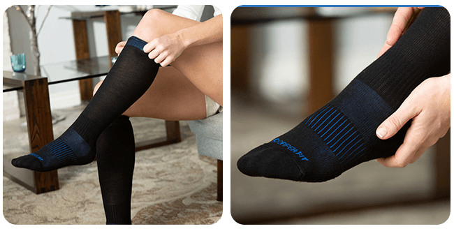 putting sock on