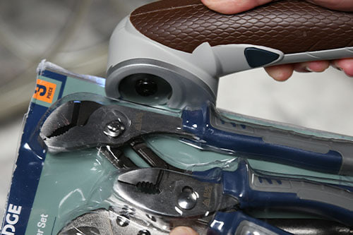 cutting plastic packaging