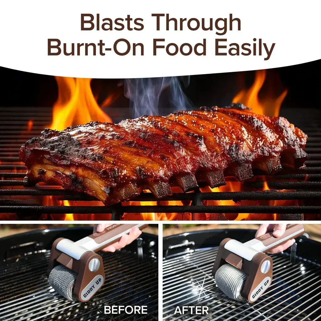 Blasts through burnt-on food easily