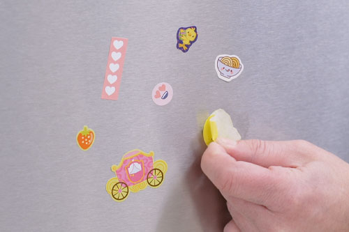stickers on fridge