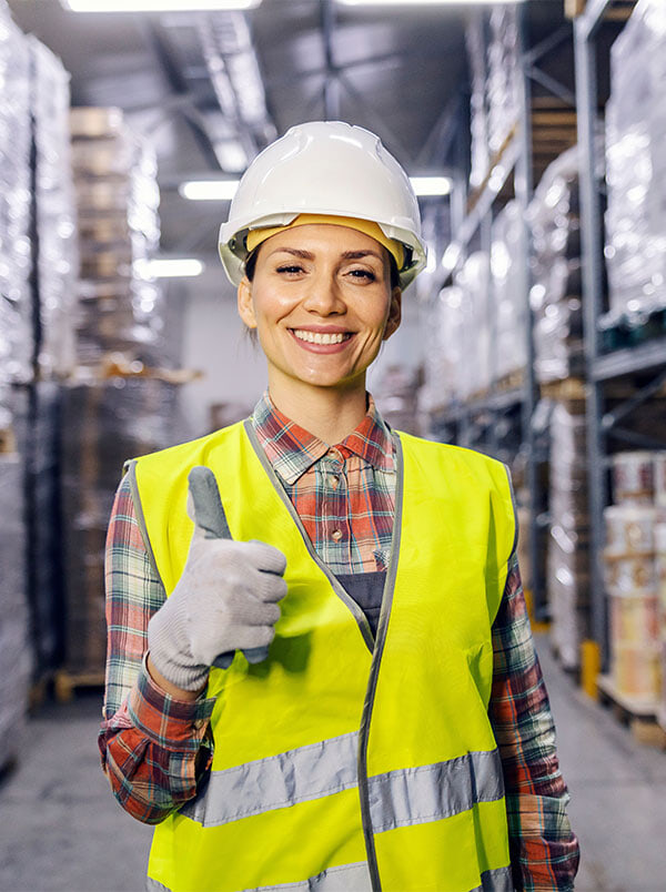 woman in warehouse