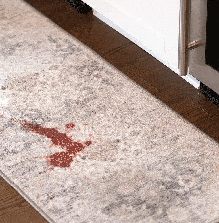 demonstration of foaming action on carpet