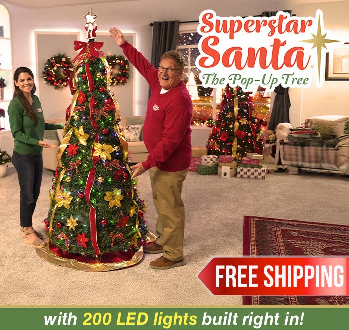 Superstar Santa with 15 second setup and 100s of LED lights built in - free shipping