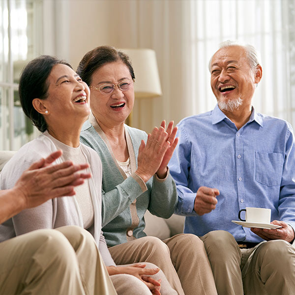 Happy people smiling