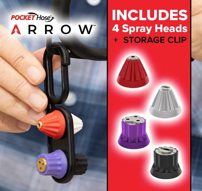 Includes 4 spray heads + storage clip