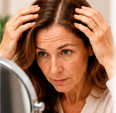 Woman looking at hair