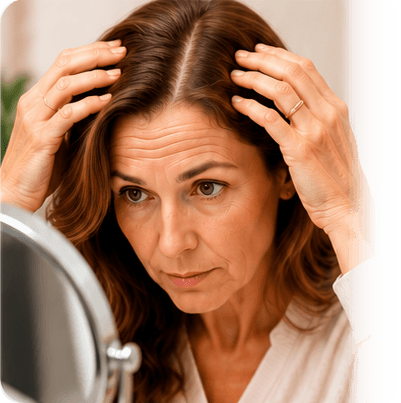 woman looking at heair