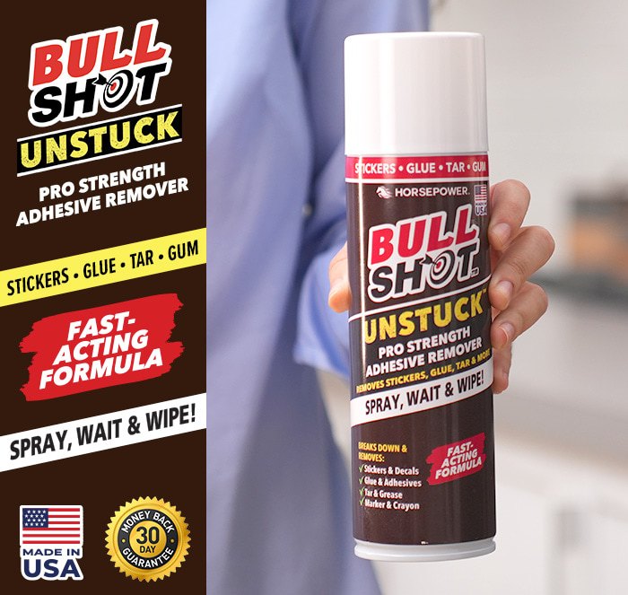 Bullshot unstuck - stickers glue, tar, gum, fast acting formula