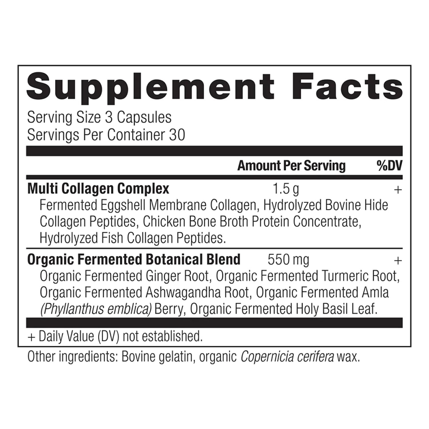 Supplement facts panel