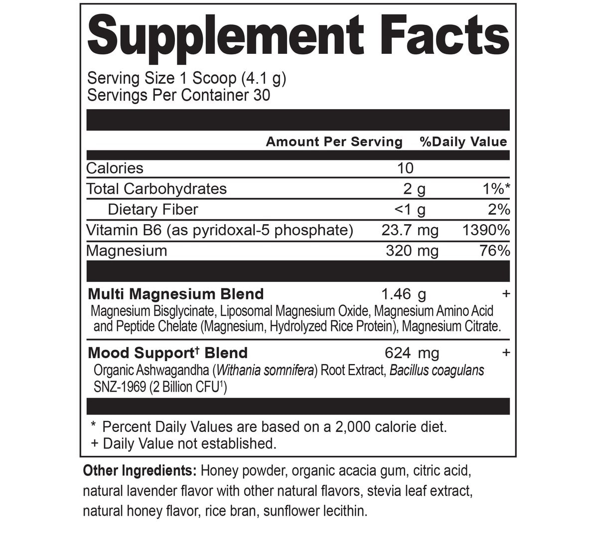 Active Peptides Magnesium supplement facts panel
