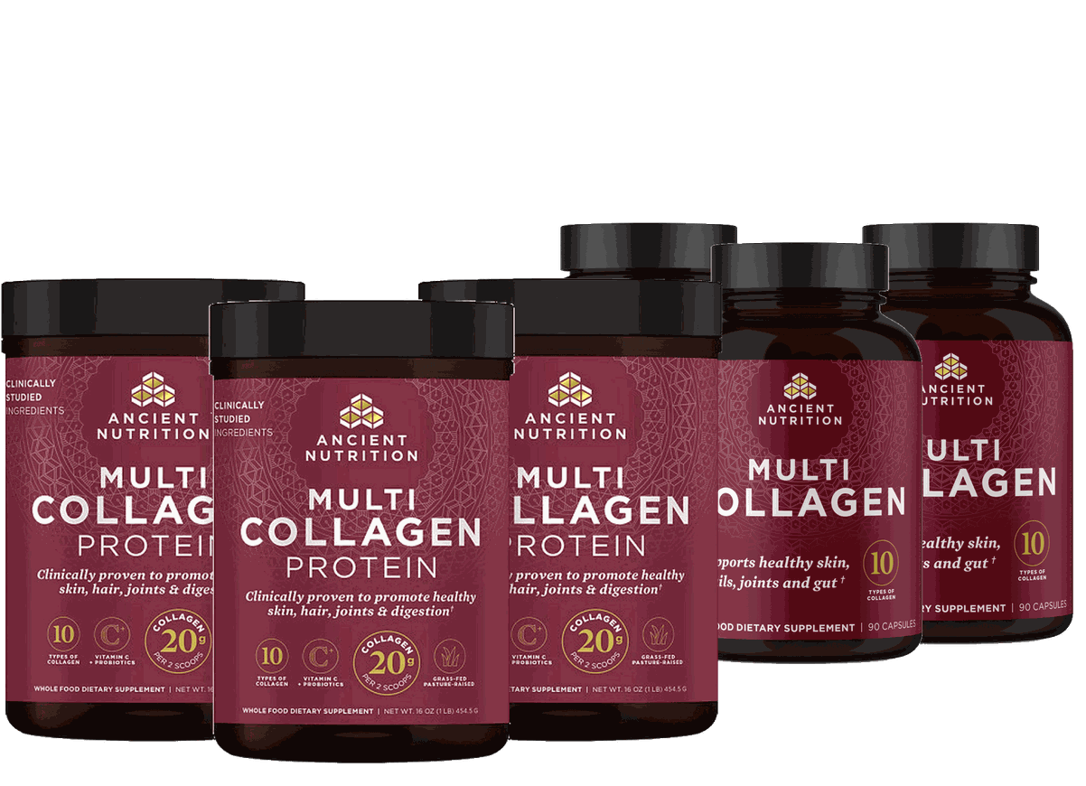 6 container Multi Collagen Protein bundle, 3 powder and 3 capsules