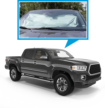 Truck with Brella Shield in the windshield