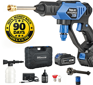 Turbo Jet® HydroX5® and all its included accessories. 100% 90 Day Money Back Guarantee. Less S, P, H, Fee