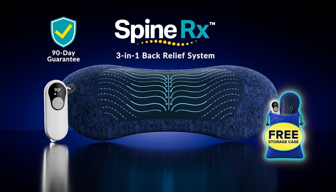 SpineRX 3-in-1 Back Relief System with its easy touch remote and FREE storage case