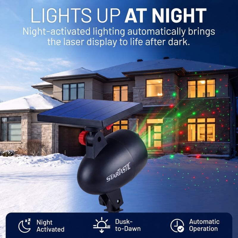 Lights up at night: night activated, dusk to dawn, automatic operation