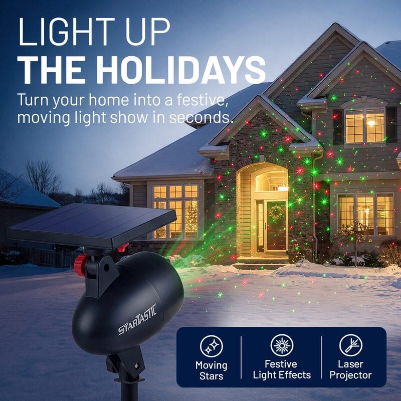 Light up the holidays: moving stars, festive light effects, laser projector