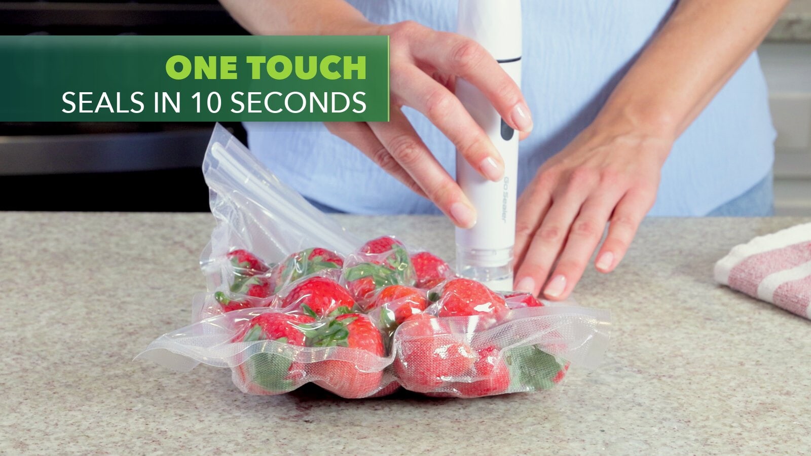 Sealing strawberries with one touch