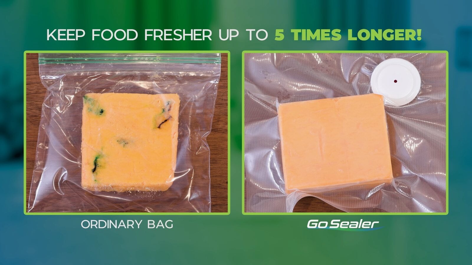 Ordinary bag compared with a Go Sealer bag