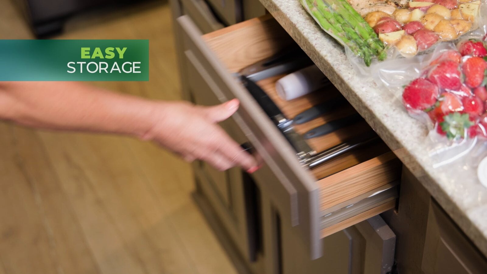 Go Sealer stores in a kitchen drawer