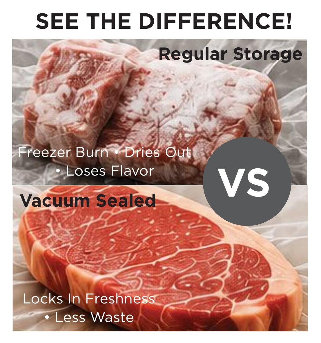 Regular storage versus vacuum sealed with Go Sealer