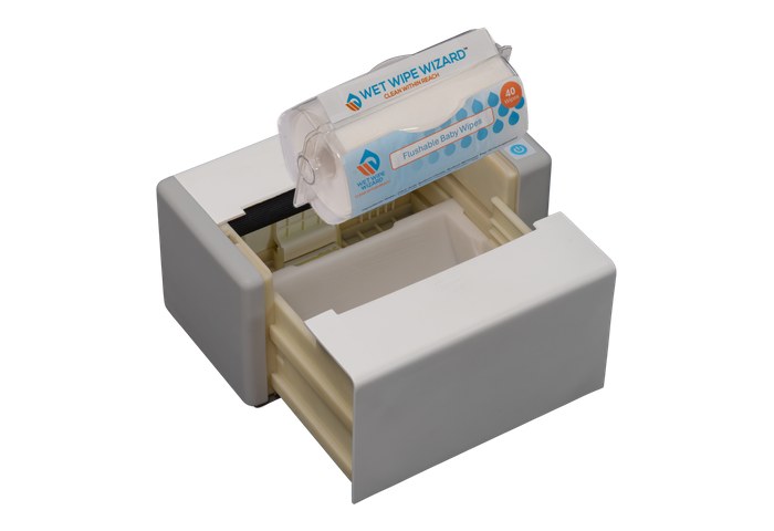 A refill cartridge going into the open drawer