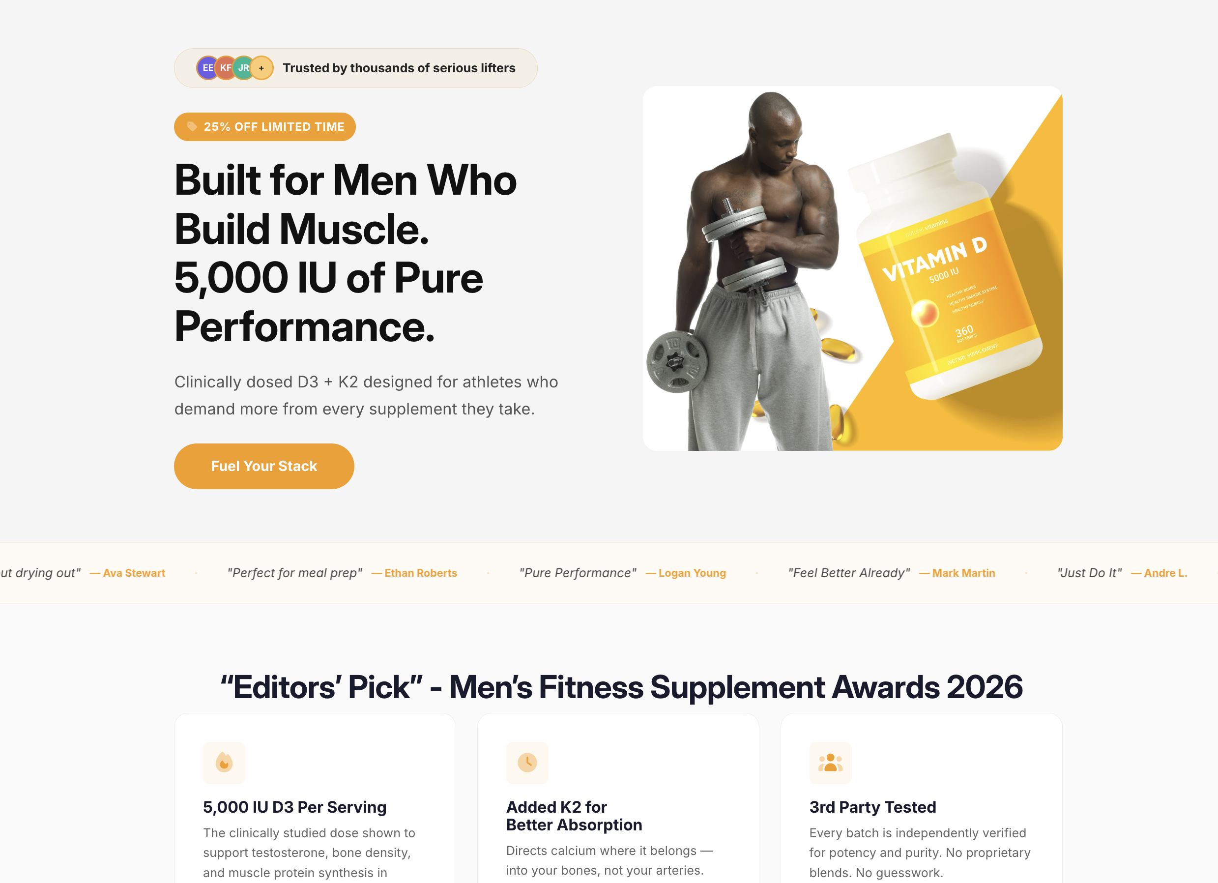 Auware personalized landing page for bodybuilders